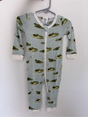 Milkbarn Light Blue Frog Print One-Piece Bodysuit
